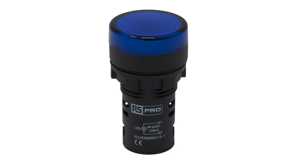 LED Indicator Screw Blue AC / DC 24V 22mm